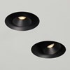 2 x Prado Light + Ventilation Short Trimless Adjustable Downlights in black installed in ceiling