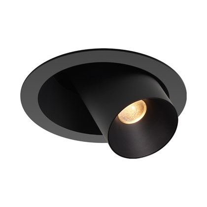 Prado Light + Ventilation Trim Long adjustable downlight in black cutout on white background