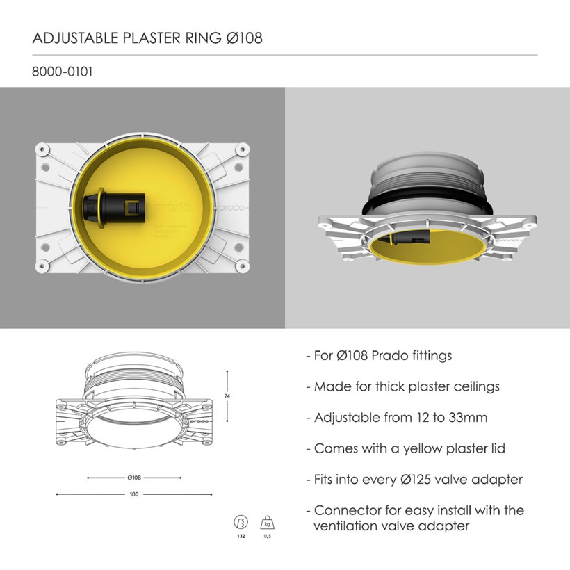 Prado Light + Motion + Ventilation Short Trimless Plaster-In Adjustable Downlight| Image:8