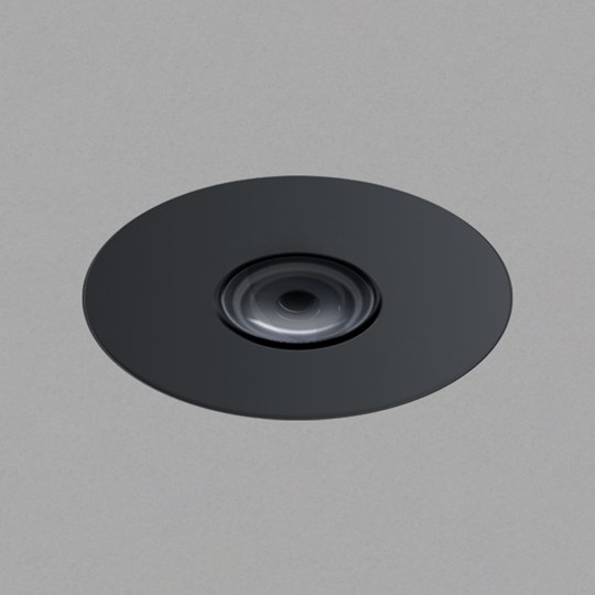 Home Security Cameras: minimal security camera in black designed to fit in with the lighting in the ceiling