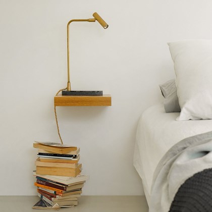 Contain Book Table Light with brushed aged brass finish and black terazzo stone base alternative image