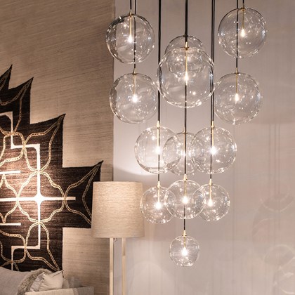 Schwung Cluster 13 Mix Chandelier with lacquered burnished brass canopy alternative image
