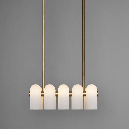 Schwung Odyssey Linear Xs Chandelier with lacquered burnished brass frame