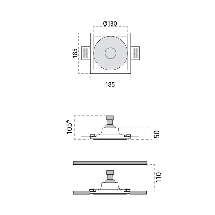 9010 Gru 4175 GU10 Plaster In Recessed Downlight | Darklight Design ...