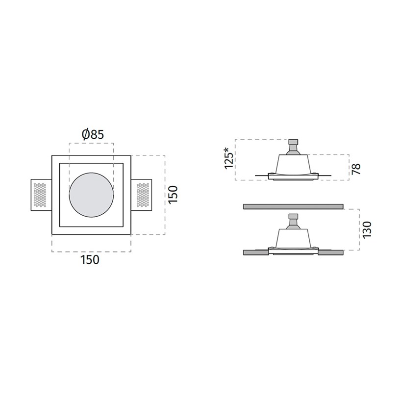9010 Cefeo 4177 GU10 Plaster In Recessed Ceiling Light | Darklight ...