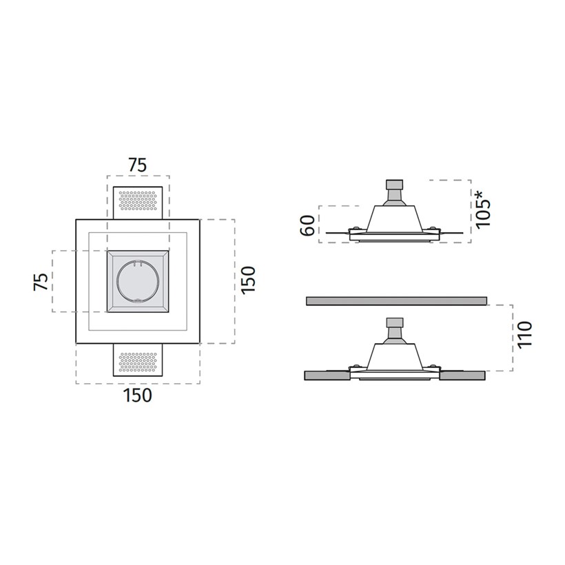 9010 Cassiopea 4180 GU10 Plaster In Recessed Downlight | Darklight ...