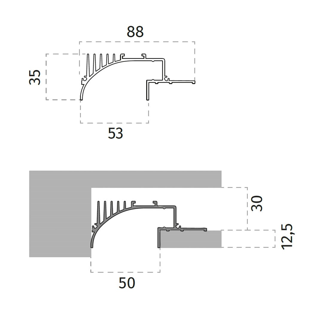 9010 Vega P007 Plaster In Linear LED Profile | Darklight Design ...