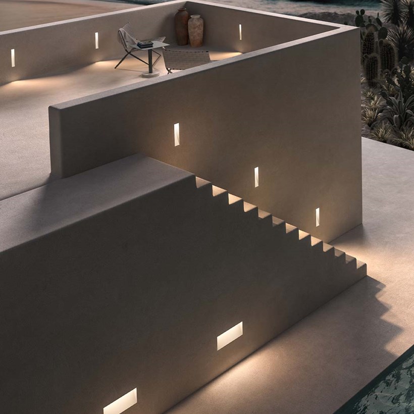 9010 Cave X 1301D LED Outdoor Recessed Step / Low Level Wall Light ...