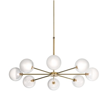 Grand 8 arm chandelier finished in natural brass