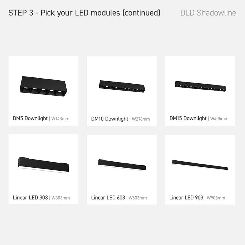 DLD Shadowline 24V Modular Track System Components