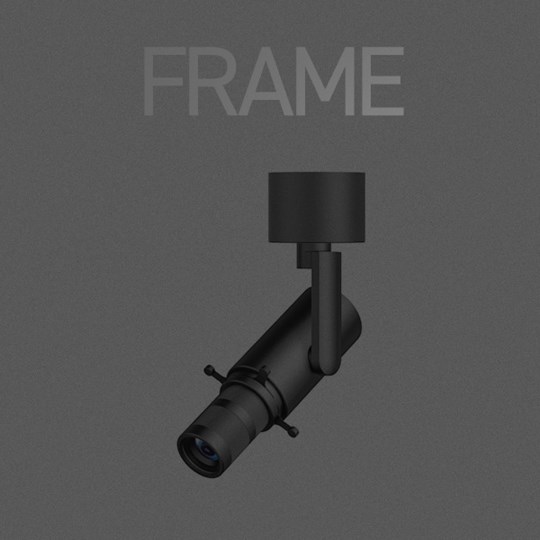 Frame art framing spotlight on dark background, with overlaid typography