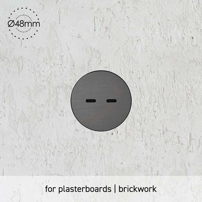 Rond UK Dual USB C Retrofit Trimless installed into plasterboard 48mm diameter