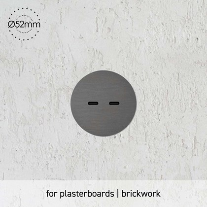 Rond UK Dual USB C Retrofit Small Trim socket installed into plasterboard 52mm diameter