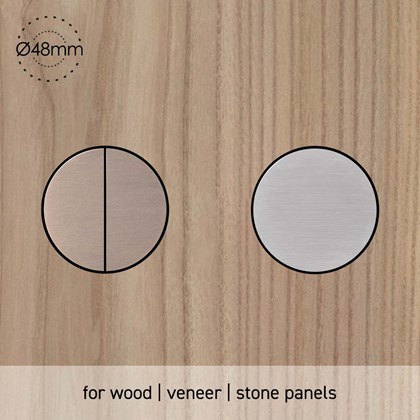 Rond Push Buttons Trimless Backfit installed into wood panel 48mm diameter