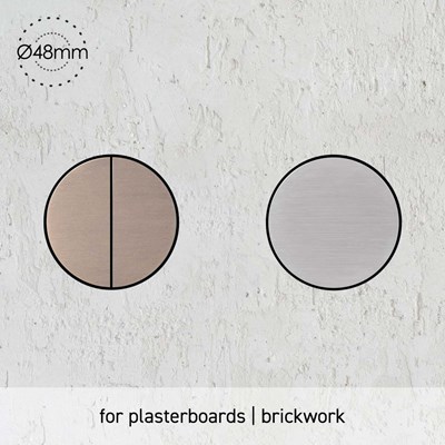 Rond Push Buttons Trimless Retrofit Wall Mounted installed into plasterboard 48mm diameter