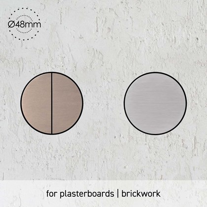 Rond Push Buttons Trimless Retrofit Wall Mounted installed into plasterboard 48mm diameter