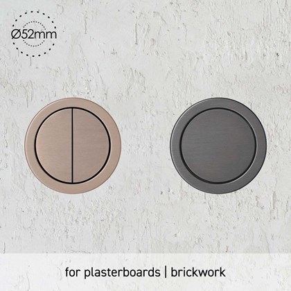 Rond Push Buttons Small Trim Retrofit Wall Mounted installed into plasterboard 52mm diameter