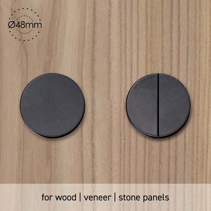 Rond Switches 230V Trimless Backfit installed into wood panel 48mm diameter
