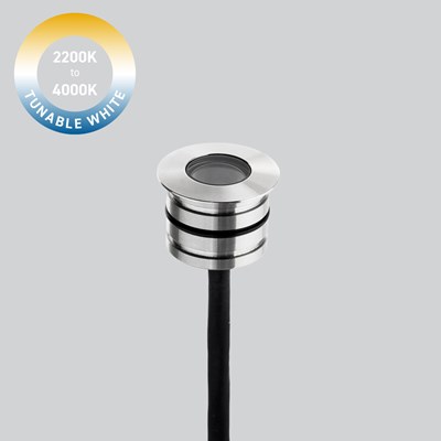 LLD Altea Round TW IP67 Uplight in stainless steel with tunable white 2200-4000K logo on grey background