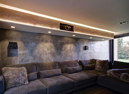 Smart Home installation in a home cinema room