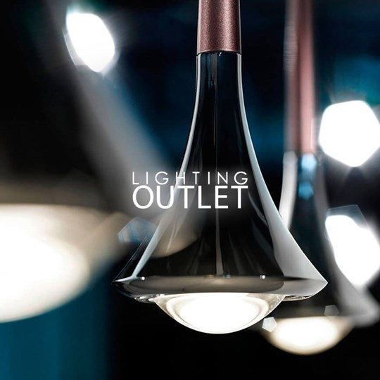 Lighting Outlet - close up on a row of modern drop pendants in a luxurious finish, near and far pendants out of focus 
